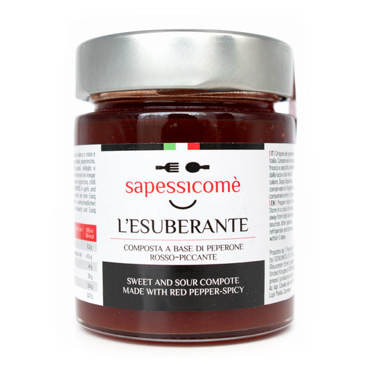 SAPESSICOME'  L'ESUBERANTE - Sweet and sour compote made with red pepper - spicy - 156 ml jar